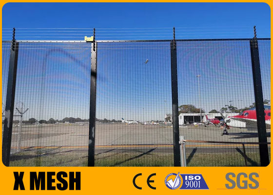 2.0m beklimt Hoogte die Postgrootte 80mm Antimesh fence black color powder voor Luchthaven met een laag wordt bedekt